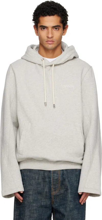 LANVIN GRAY COTTON FLEECE & CASHMERE HOODIE