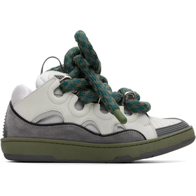 Lanvin Gray Curb Snake Sneakers In Green