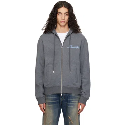 Lanvin -ribbon Zip-up Hoodie In Cotton And Cashmere In Gray