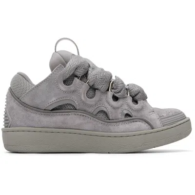 Lanvin Gray Monochrome Suede Curb Sneakers