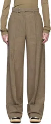 Lanvin Gray Wide-leg Cuffed Wool Trousers In Lin