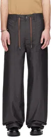 Lanvin Gray Wide-leg Chambray Cargo Pants In Black