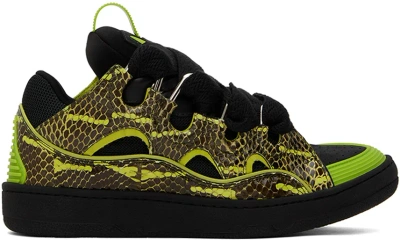 Lanvin Green & Black Curb Sneakers In 4010 Green/black