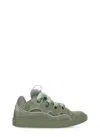 Lanvin Khaki Curb Leather Sneakers In Grey