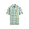 Lanvin Multicolor Check Pattern Cotton Camp Collar Shirt