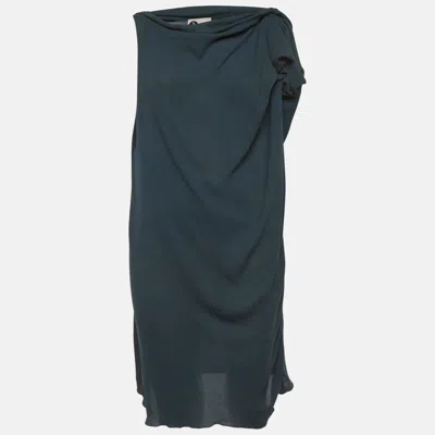 Lanvin Green Crepe Draped Mini Dress