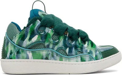 Lanvin Green Curb Leather Sparkles Sneakers