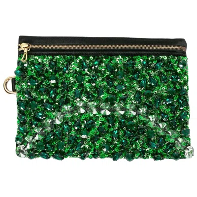 Pre-owned Lanvin Green Embroidered Clutch Bag