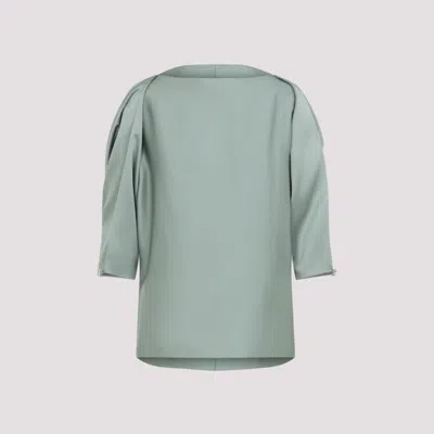 LANVIN GREEN OPEN-SLEEVE MINI TOP