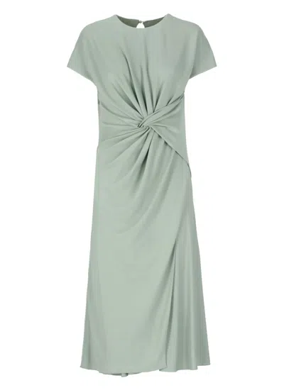 LANVIN LANVIN GREEN ROBE VISCOSE MIDI DRESS