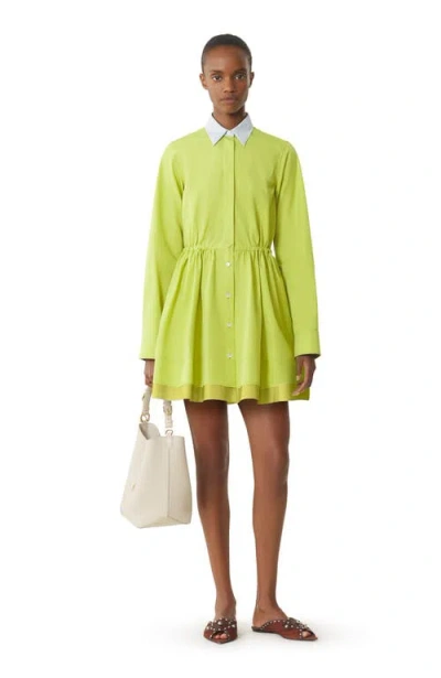 Lanvin Green Short Shirt Dress In Cotton Poplin