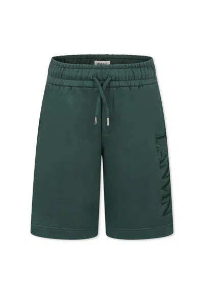 Lanvin Kids' Green Shorts For Boy With Logo