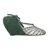 Lanvin Banana Heel Suede Wedge Sandal In Green