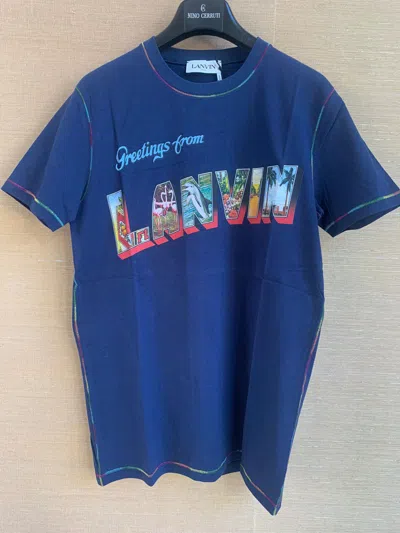 Pre-owned Lanvin Greetings From  Tee In Navy