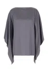 Lanvin Grey Dramatic Batwing Sleeve Blouse In Steel