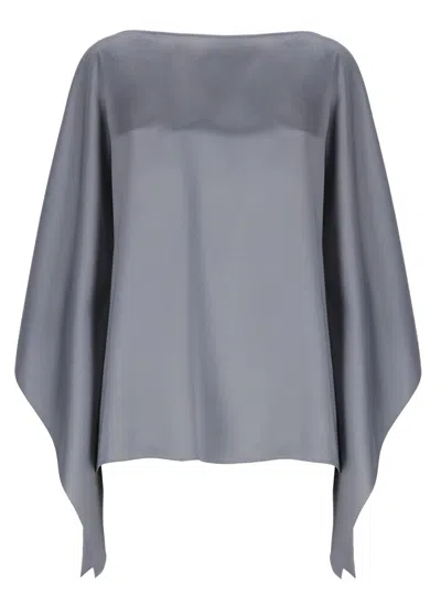 Lanvin Grey Dramatic Batwing Sleeve Blouse