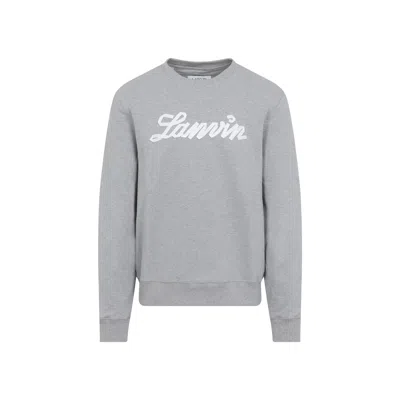 Lanvin Grey Embroidered Logo Cotton Sweatshirt In Gray