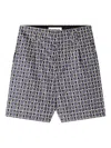 Lanvin Grey Geometric Pattern Shorts With Side Pockets In Gray