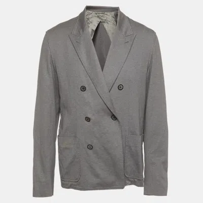 Pre-owned Lanvin Grey Jersey Double Breasted Jacket Xxl In Gray