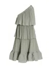 Lanvin Asymmetrical One-shoulder Dress With Jewel Buckle In Green