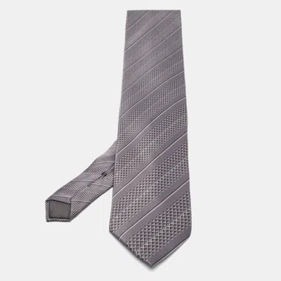 Lanvin Grey Printed Satin Silk Tie In Gray