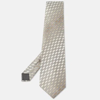 Lanvin Grey Printed Silk Traditional Tie In Neutral