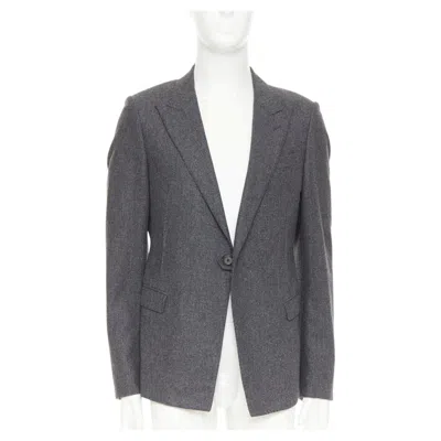Pre-owned Lanvin Grey Speckled Wool Exposed Darts Single Button Blazer Eu50 L In Gray
