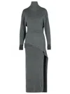 Lanvin Grey Wool Blend Dress Women In Gray