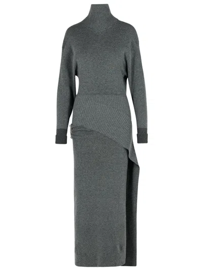 LANVIN LANVIN GREY WOOL BLEND DRESS WOMEN