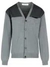 Lanvin V-neck Wool Cardigan Long Sleeves In Gray