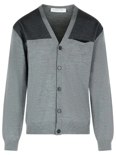 LANVIN GREY WOOL CARDIGAN