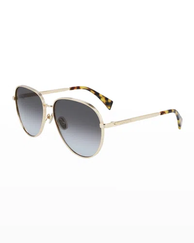 Lanvin Grooved Metal Aviator Sunglasses In Gold
