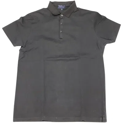 Lanvin Grosgrain Collar Polo Shirt In Charcoal Gray Cotton In Grey