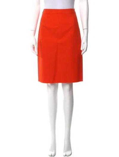 Pre-owned Lanvin Grosgrain Trim Knee-length Skirt In Orange