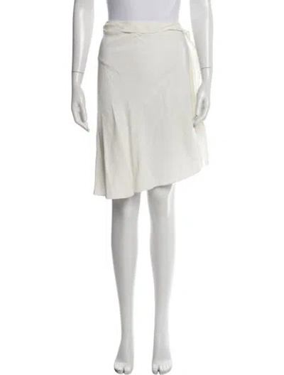Pre-owned Lanvin Grosgrain Trim Knee-length Skirt In White