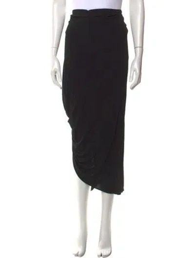 Pre-owned Lanvin Grosgrain Trim Midi Length Skirt In Black