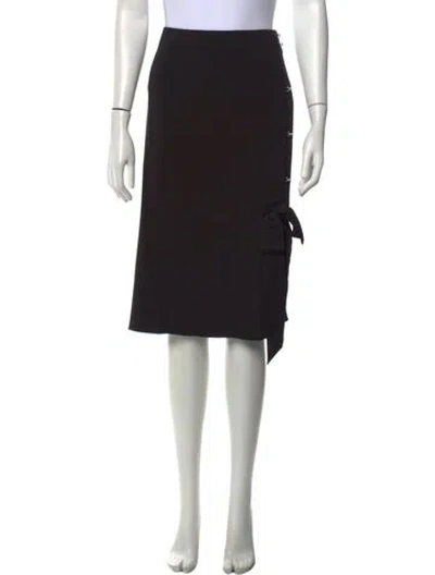 Pre-owned Lanvin Grosgrain Trim Midi Length Skirt In Black