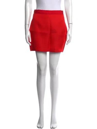 Pre-owned Lanvin Grosgrain Trim Mini Skirt In Red