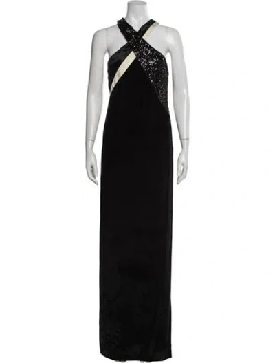Pre-owned Lanvin Halterneck Long Dress In Black