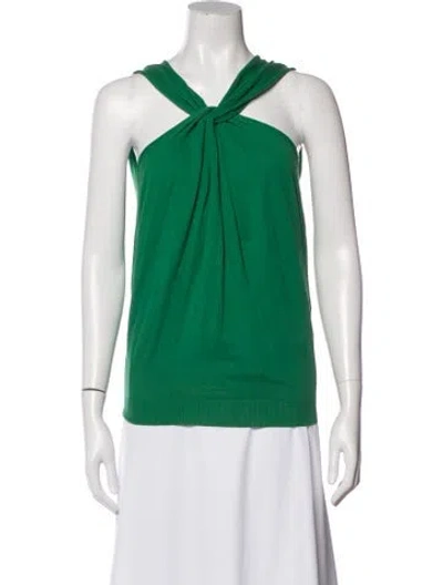 Pre-owned Lanvin Halterneck Sleeveless Top In Green