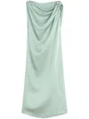 Lanvin Draped Mini Dress With Elegant Detailing In Green
