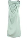 Lanvin Draped Mini Dress With Elegant Detailing In Green
