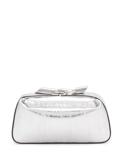 Lanvin Haute Sequence Leather Clutch Bag In Argento