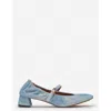 Lanvin Heeled Mary Janes In Leather With A Faded Denim Effect In Denim Blue