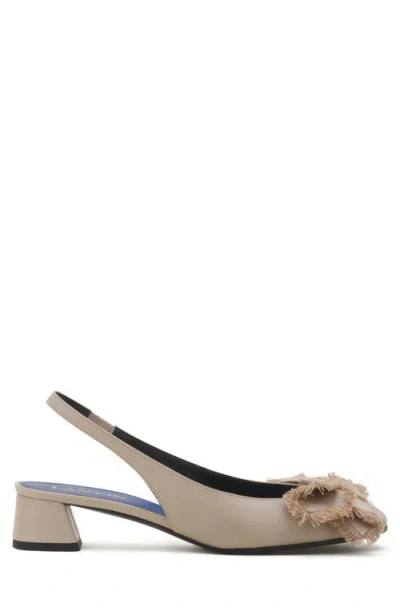 Lanvin Heeled Slingback Ballerina In Leather In Gray