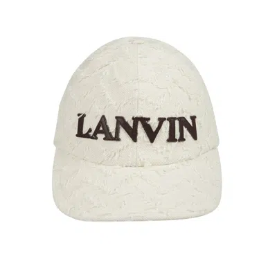 Lanvin Herringbone Motif Cap In Beige