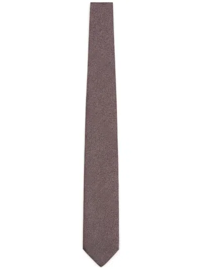 Lanvin Herringbone-pattern Silk Tie In Burgundy
