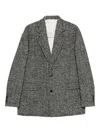 Lanvin Herringbone Two-button Blazer In Black