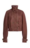 Lanvin High-neck Denim Jacket In Brown