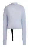 Lanvin High-neck Open-back Cashmere Jumper In Blue